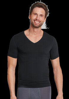 Schiesser Heren Shirt Korte Mouwen V-hals zwart- Personal Fit  Voordeelpakket