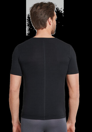 Schiesser Heren Shirt Korte Mouwen V-hals zwart- Personal Fit  Voordeelpakket