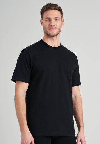 Schiesser Heren T-Shirt Zwart - American T-shirt Voordeelpakket